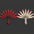 Elegant Feather Tail Decorative Figurines in Red and Pink for Home Decoration