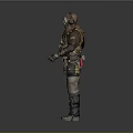 3D Model of Tactical Combat Character With Mask Cape And Gear Pouches