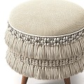 Silent Foot Stool Fabric Tassel Decorative Footstool 3d model