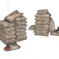 Multiple Stacks of Burlap Sandbags for Home Storage Solutions