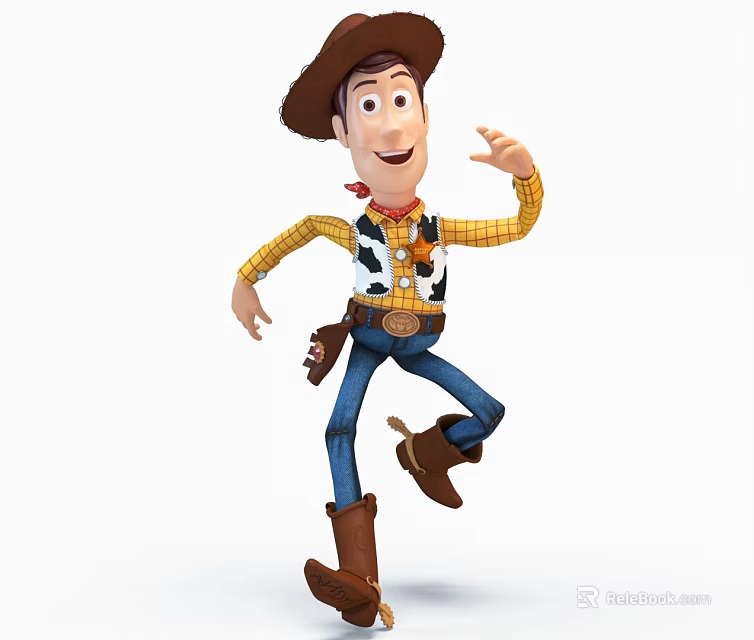 Woody The Cowboy Doll With Cowboy Hat Plaid Shirt And Boots 3d model 
