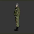 Military Character In Camouflage Uniform With Hat Sunglasses And Outstretched Arms