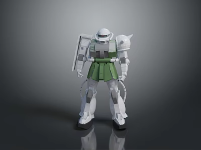 Green and White Armored Mecha Game and Movie Character in Futuristic Style 3d model