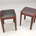 Modern Wooden Stools With Hexagonal Seat Stacked Design And Solid Legs 3d model