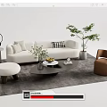 Quiet Sofa Tea Table Combination Sofa Coffee Table 3d model