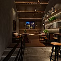 Modern Bar Interior With Wine Racks Bar Counter Pendant Lighting And Leather Bar Stools