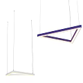 Modern Triangle Chandelier with Green Frame and LED Light Strip Design 3d model