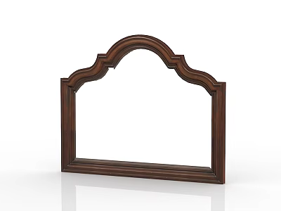 Elegant Traditional Dark Brown Wooden Vanity With Arched Top Frame Design 3d model