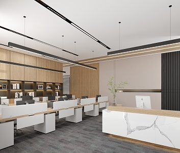 modern public office area office area 3d model