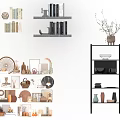 Home Decorative Ornaments Combination With Shelves Books Vases And Plant Decor Items