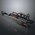Futuristic Weapon With Mechanical Design Red Components And Barrel Bracket 3d model