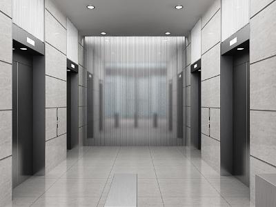 Modern elevator hall office model