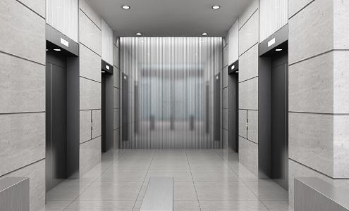 Modern elevator hall office 3d model