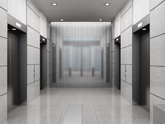 Modern elevator hall office 3d model