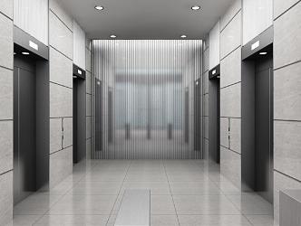 Modern elevator hall office 3d model