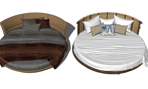 Modern Round Bed Round Double Bed Combination 3d model