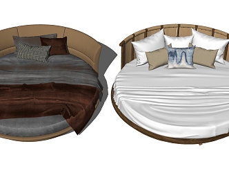 Modern Round Bed Round Double Bed Combination 3d model