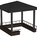 Modern Outdoor Black Roof Pavilion With Columns And Surrounding Railing