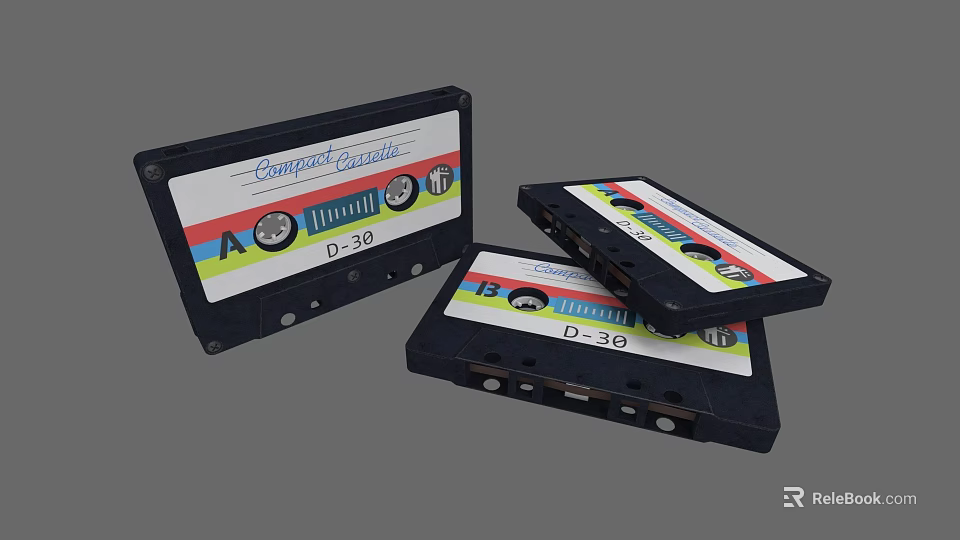 Vintage Retro Headphones Speakers With Classic Compact Cassette Tapes Design 3d model 