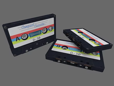 Vintage Retro Headphones Speakers With Classic Compact Cassette Tapes Design 3d model