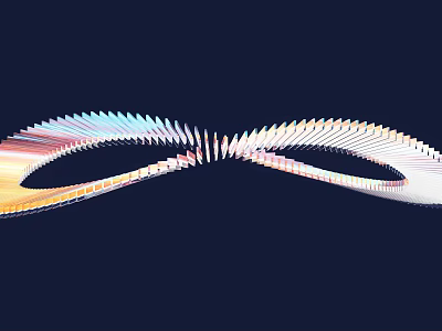 Modern Abstract Sculpture Carving With Curved Metallic Design And Colorful Gradient 3d model