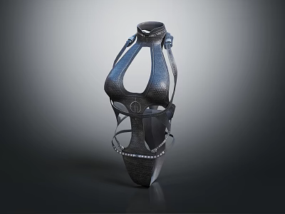 Avant Garde Black Clothing With Woven Textured Cutout Design And Decorative Details 3d model