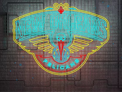 Colorful Neon Style Decorative Lighting with Yellow Red Winged Emblem and Grid Background 3d model