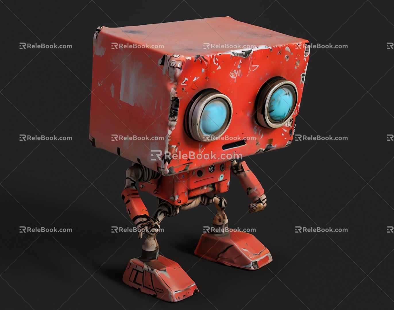 Decorations Handmade Robot Red Intelligent Robot Cute Artificial Intelligence 3d model