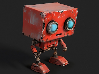 Decorations Handmade Robot Red Intelligent Robot Cute Artificial Intelligence 3d model