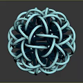 Modern Artistic Furniture Decorative Sphere With Intertwined Teal And Black Rings