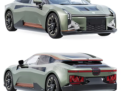 Futuristic Sleek Car Design Front And Rear Views 3d model