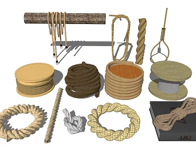 Modern rope hemp rope 3d model