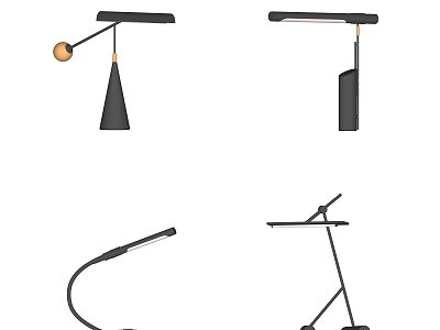 Modern Table Lamps With Adjustable Arms And Sleek Metal Stands In Contemporary Styles 3d model