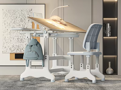 Modern White Nightstand With Drawer And Table Lamp For Bedroom Furniture 3d model