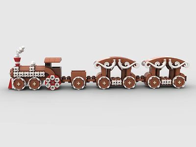 Building Blocks Train Toy Set Featuring Locomotive Carriages Decorative Wheels and Playful Design 3d model