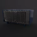 Retro Radio Speaker Design With Blue And Beige Color And Control Knobs 3d model