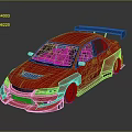 Pink Modified Sedan With Sporty Body Kit Rear Spoiler And Black Wheels