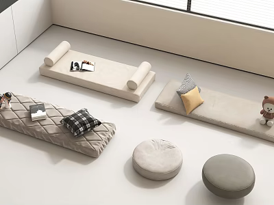 Modern Minimalist Living Space With Cushions And Decor 3d model