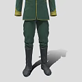 Green Military Uniform With Golden Buttons Jacket Pants Hat And Boots