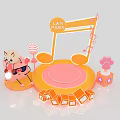 Lann Park Photo Check In Spot With Cartoon Cat Music Notes Orange Pink Blocks