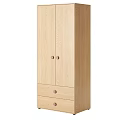 Light Wooden Modern Simple Design Wardrobe With Double Doors Two Drawers And Round Knobs 3d model