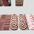 Assorted Food Packages With Various Colors And Different Shapes Neatly Arranged Display Collection