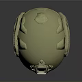 Tan Military Combat Helmet With Top Mounting Device And Side Protective Straps