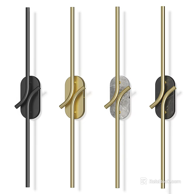 Stylish Modern Wall Lamps With Black Gold Silver Finishes And Sleek Curved Design 3d model 