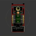 Vintage Steam Train Model with Green Body Red Wheels Black Chimney and Golden Top