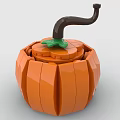 Decorative Orange Building Block Pumpkin with Green Leaf and Black Handle 3d model