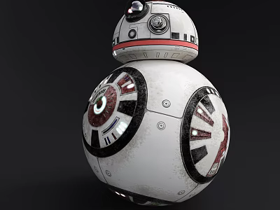 Smart Robot With White Spherical Design Red Black Accents Camera Lens And Sensors 3d model