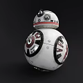 Smart Robot With White Spherical Design Red Black Accents Camera Lens And Sensors