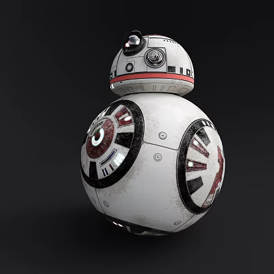 Smart Robot With White Spherical Design Red Black Accents Camera Lens And Sensors 3d model