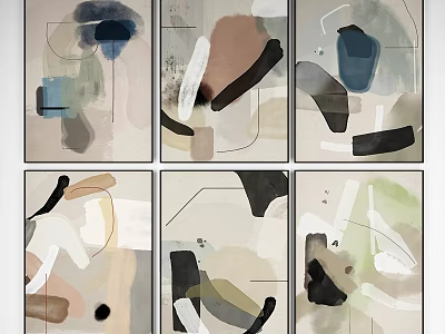 Minimalist Abstract Paintings With Geometric Shapes Color Blocks And Neutral Tones 3d model